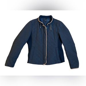 Zara Quilted Black Puffer Jacket with leather detailing